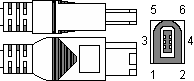 6 pin IEEE1394 female