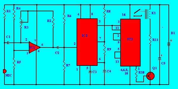 Clap ON Clap OFF Switch using 555