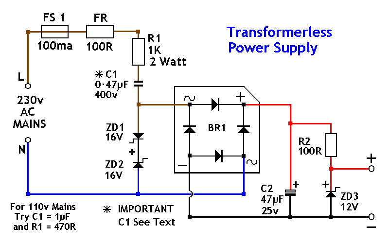 transformerless power supply