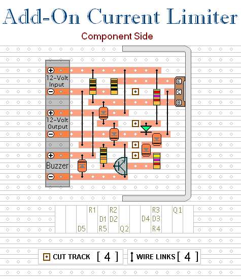 Current Limiter -
Veroboard Layout