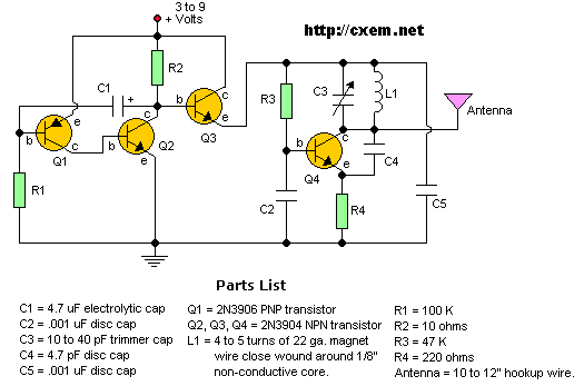 4 Transistor Tracking Transmitter