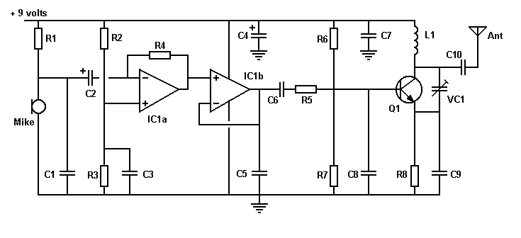 FM Transmitter Circuit with OPamp